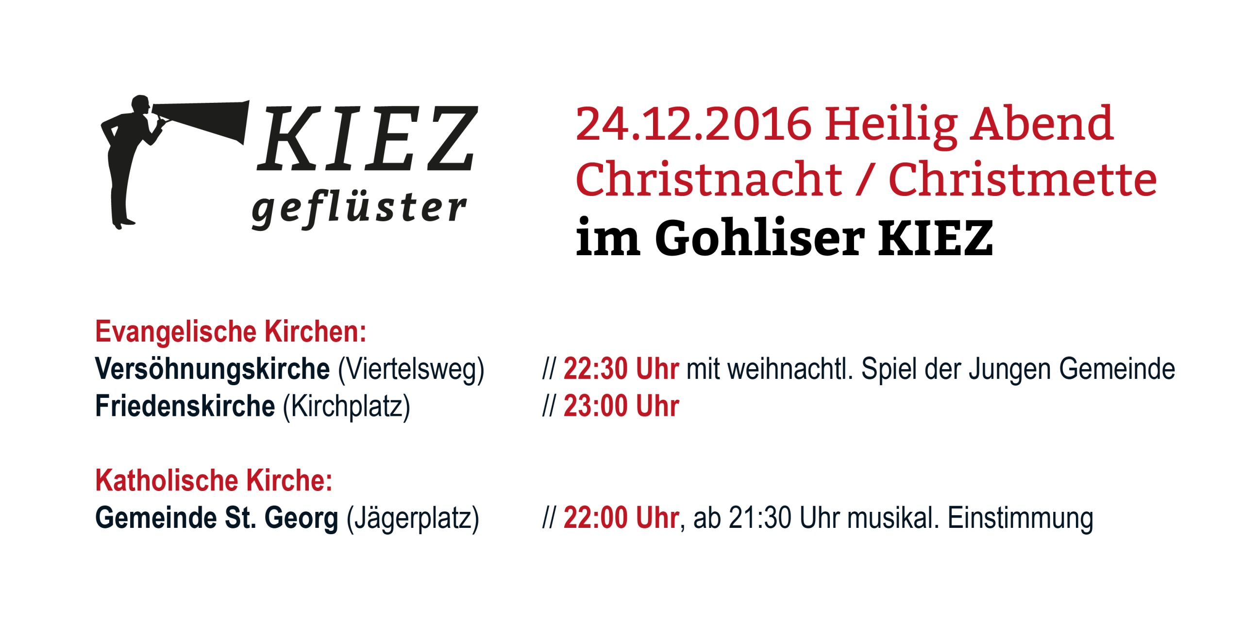 Krippenspiel und Christnacht am Heilig Abend in Gohlis