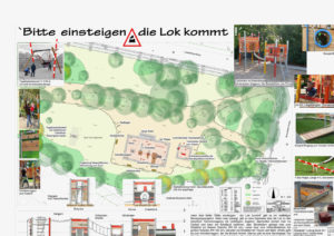 Spielplatz Ludwig-Beck-Straße -Entwurf Lokomotive Quelle: Stadt leipzig, Amt für Stadtgrün und Gewässer, Fotos: Fa. Klettermax GmbH, Domsühl