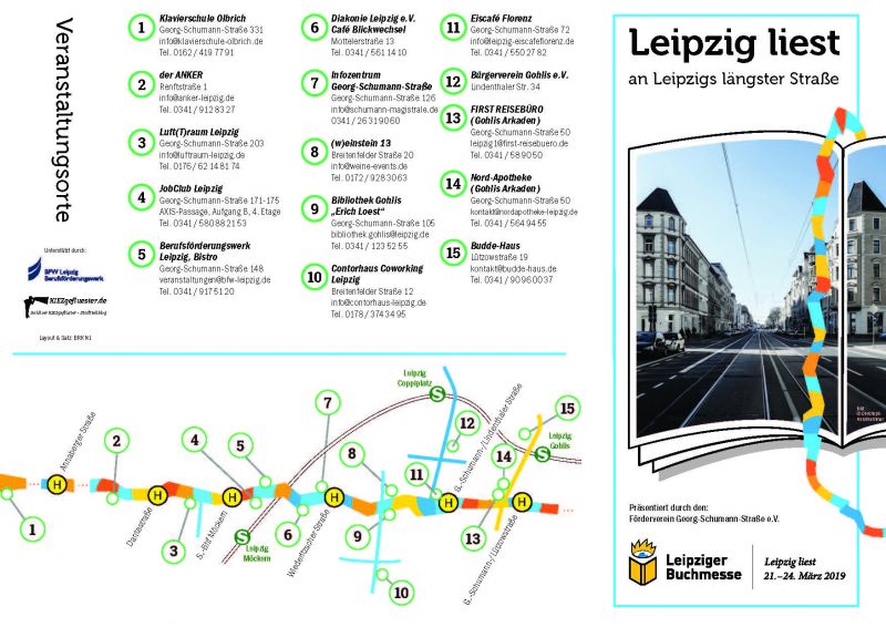 Überblick Veranstaltungsorte für das Lesefestival Leipzig liest an Leipzigs längster Straße 2019